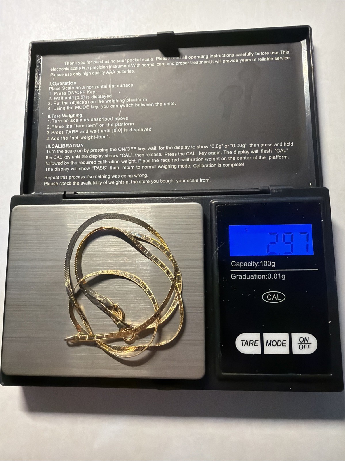 14K Yellow Gold Herringbone Necklace – Italy – 20″ – 2.97 grams KINKED Scrap