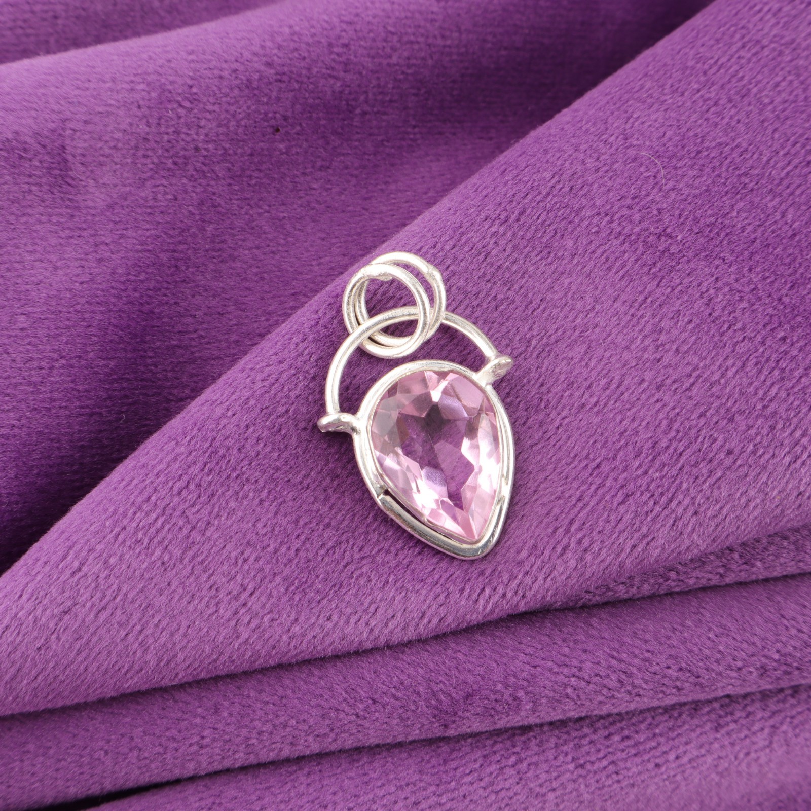 925 Sterling Silver Faceted Natural Morganite Anniversary Wedding Boho Pendant