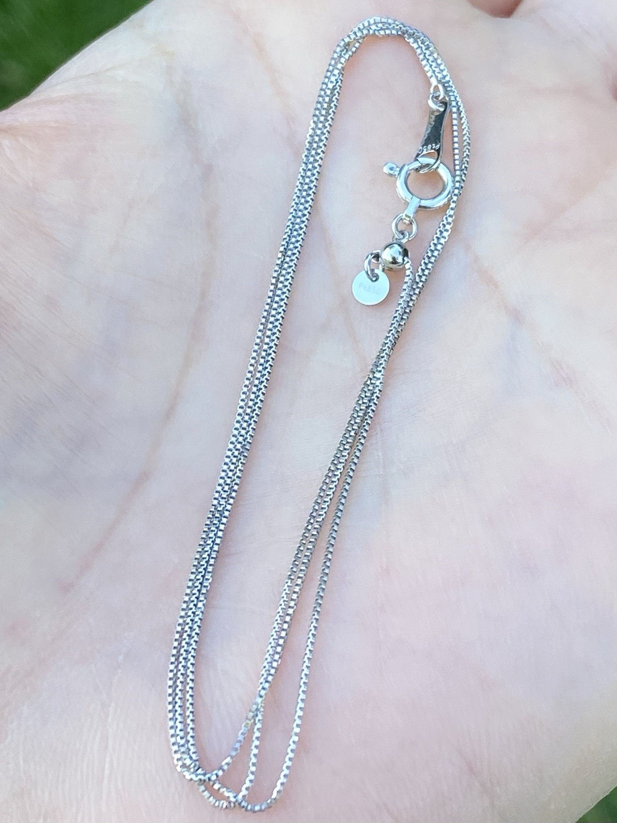 New Solid Platinum Box Chain Necklace – 18 Inches, 1.52 Grams