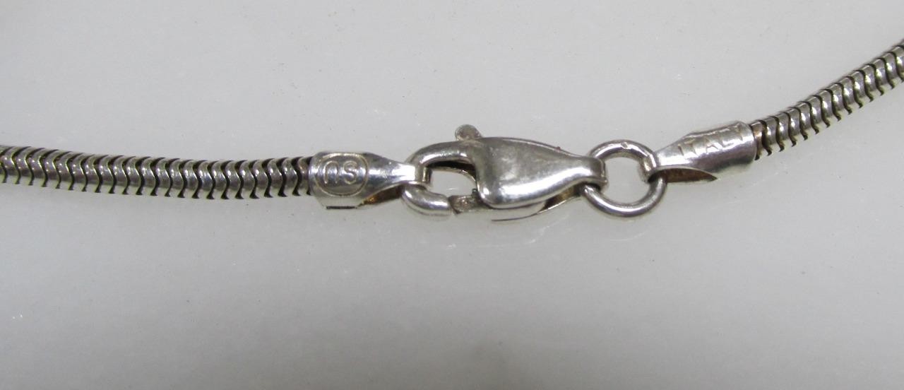 Unknown Yellow Stone Sterling Silver Pendant w/ 16″ Snake Chain ~ 12g ~ 5-K260