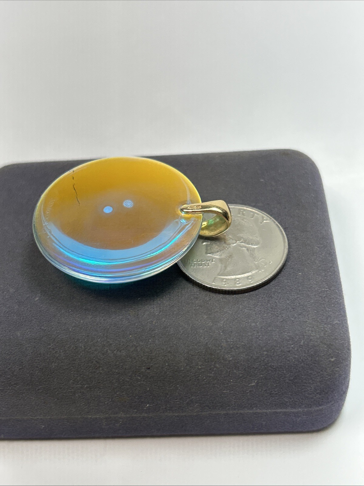 Baccarat Eclipse 18k Yellow Gold Bail Round Rainbow Crystal Pendant
