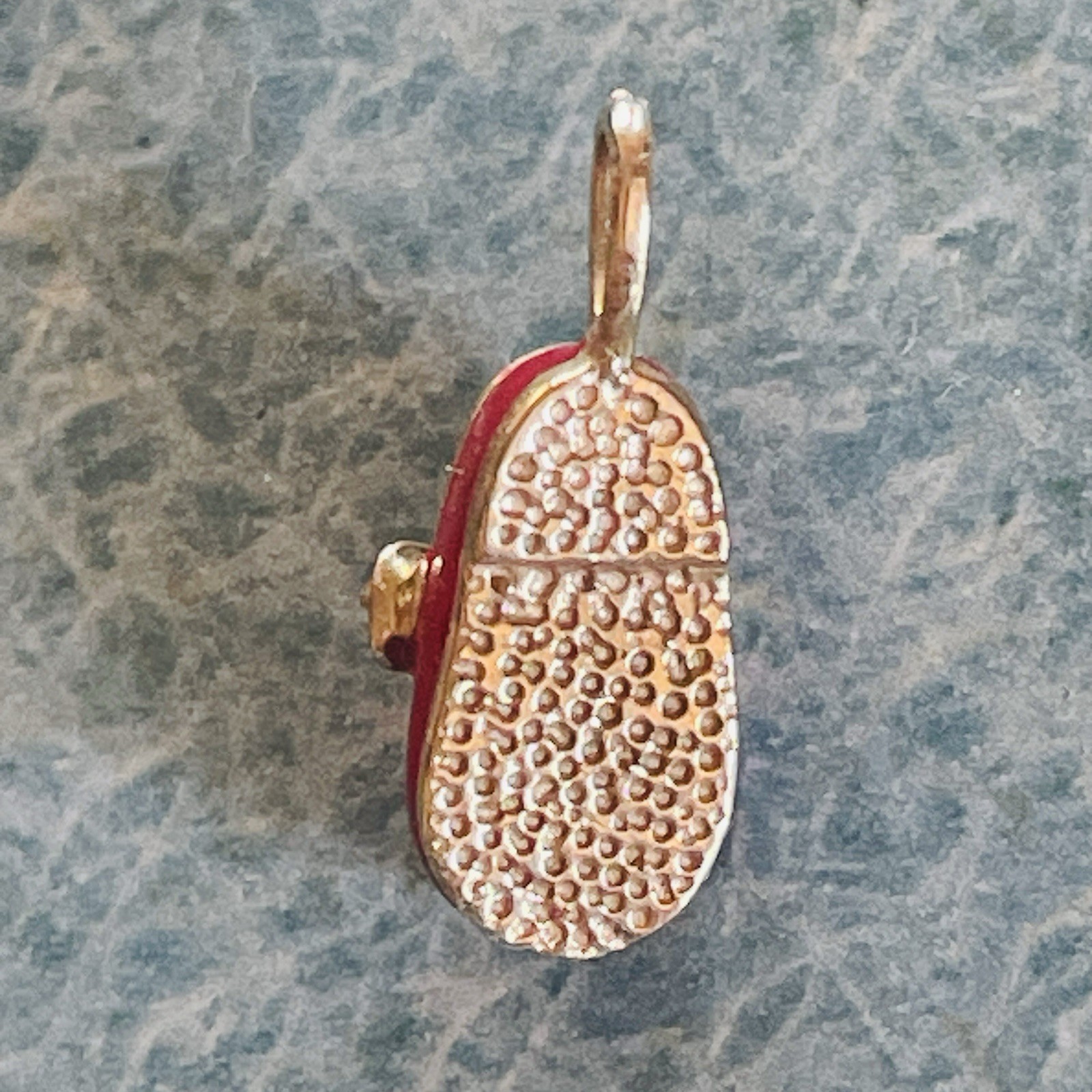 Vintage Aaron BASHA 10k Gold Red Baby Shoe w/ Buckle Pendant Charm