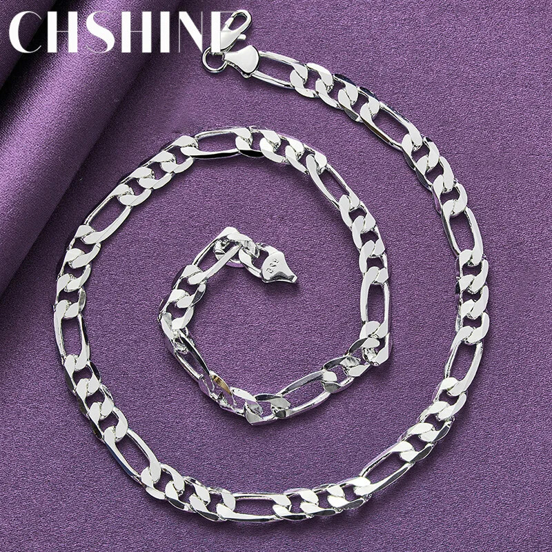 CHSHINE 925 Sterling Silver 8mm Men’s Chain 16-24 Inch Necklace Charm Jewelry