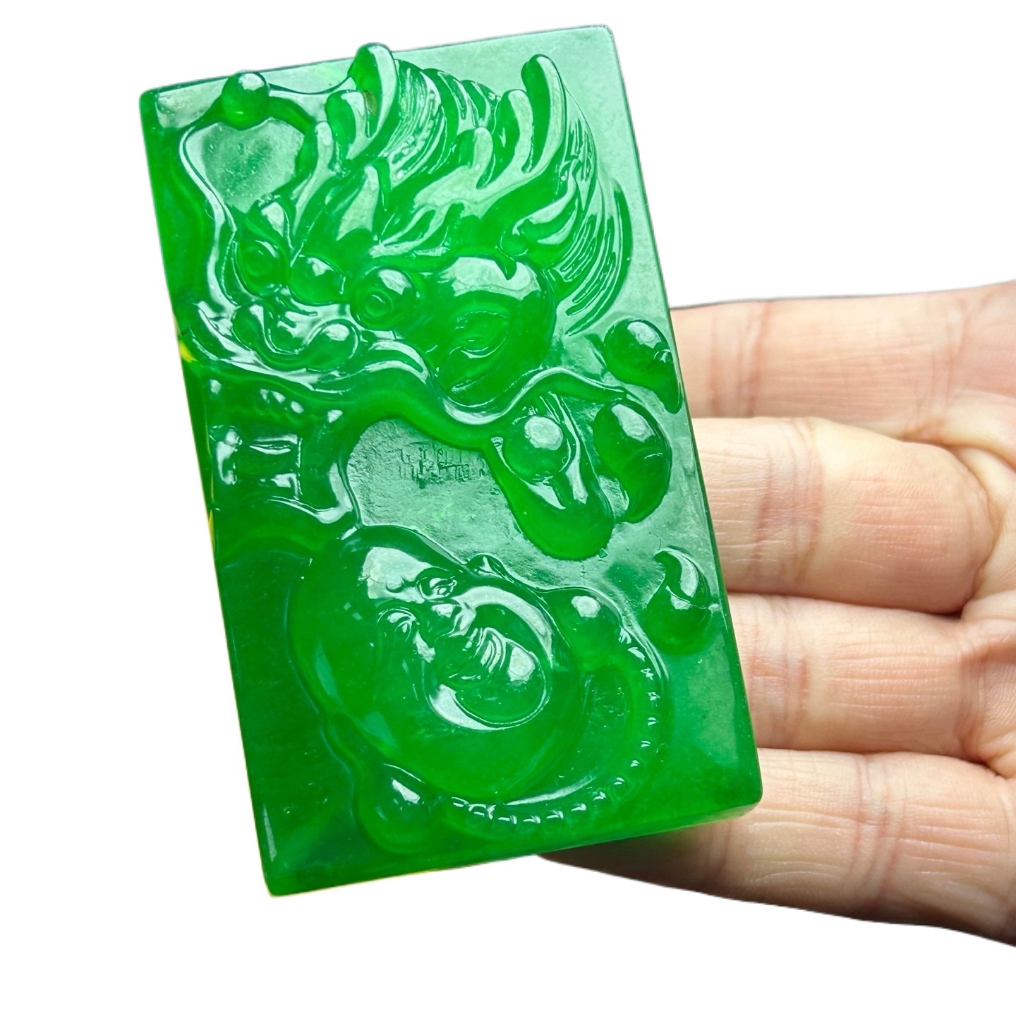 Natural Ice Burmese Jadeite Carved Dragon And Buddha Lucky Pendant Necklaces