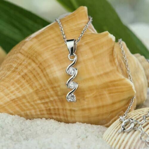 1.50 Ct Round Cut Moissanite Journey Pendant 14k White Gold Plated Silver Fr Chn