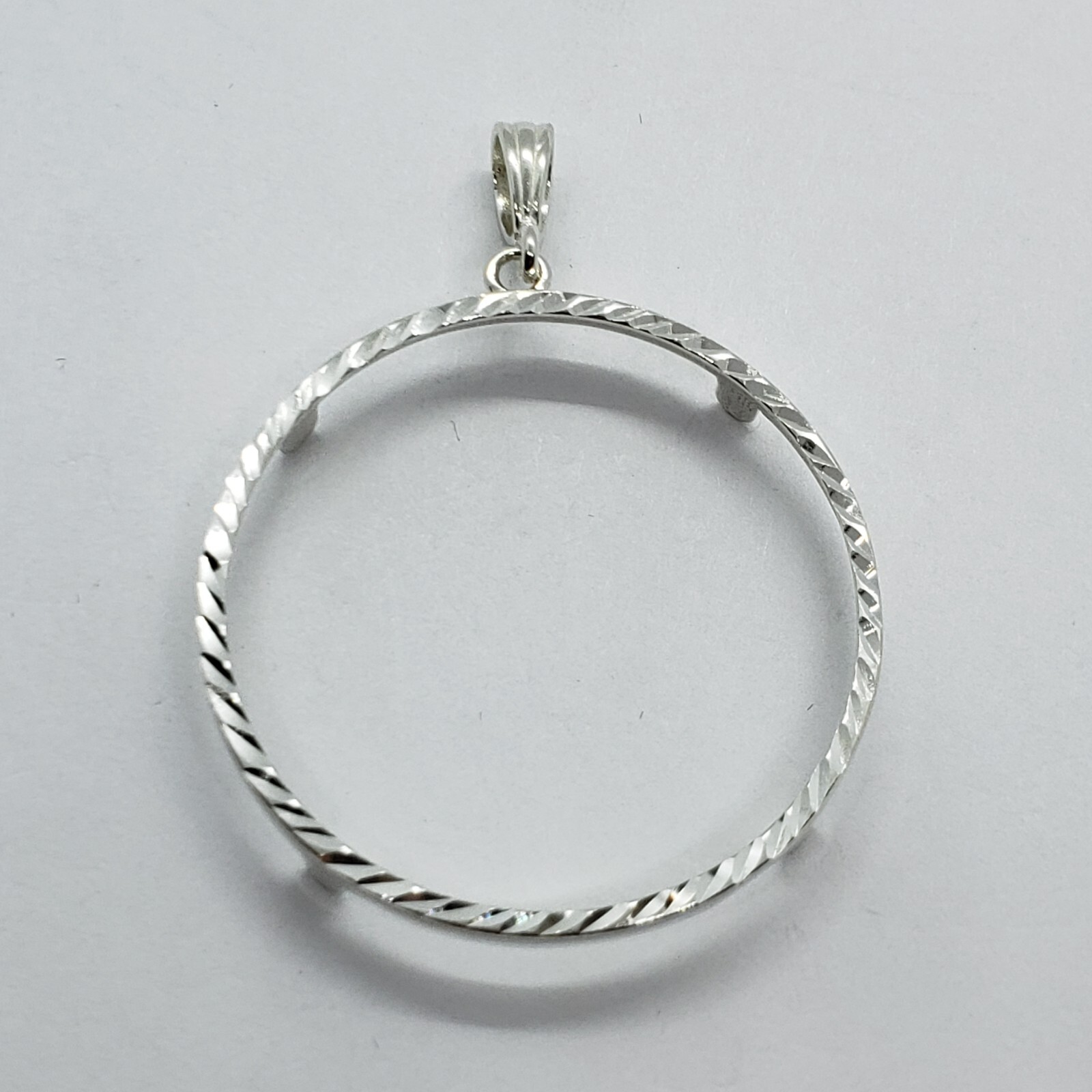 Solid Sterling Silver Mexican Cien Pesos Bezel Diamond Cut 39mm Coins Prong Back