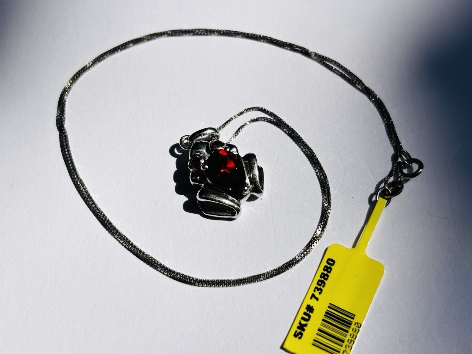TJC silver and garnets frog pendant with 18 inches chain new with tag