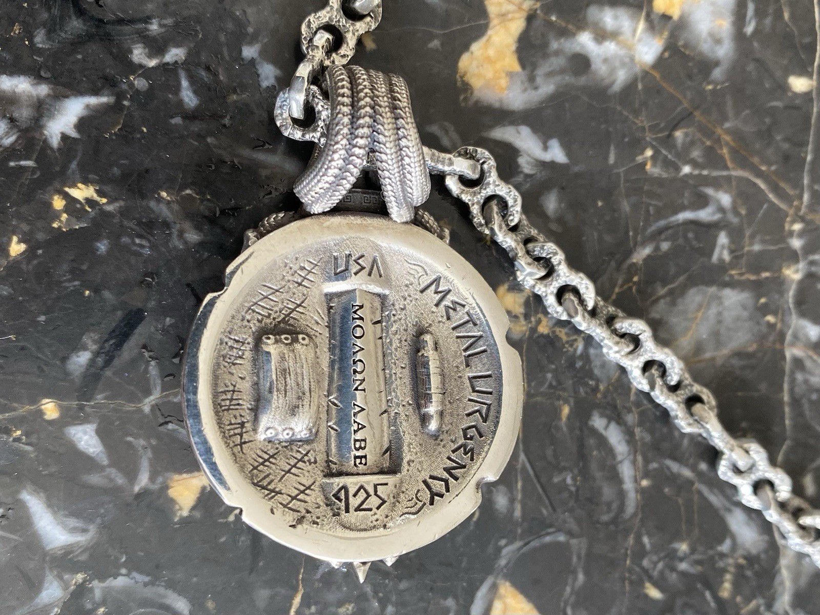Solid Sterling Silver Gladiator Pendant and Chain.