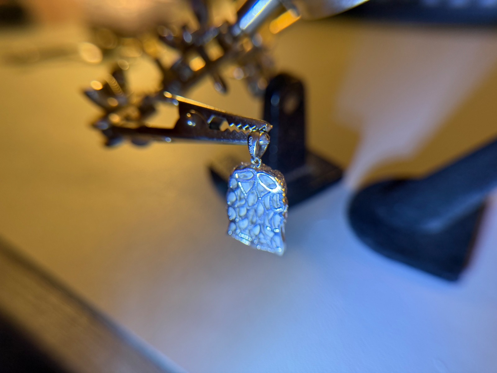 10K White Gold Real Diamond Jesus Piece Pendant Charm Caged Back Genuine