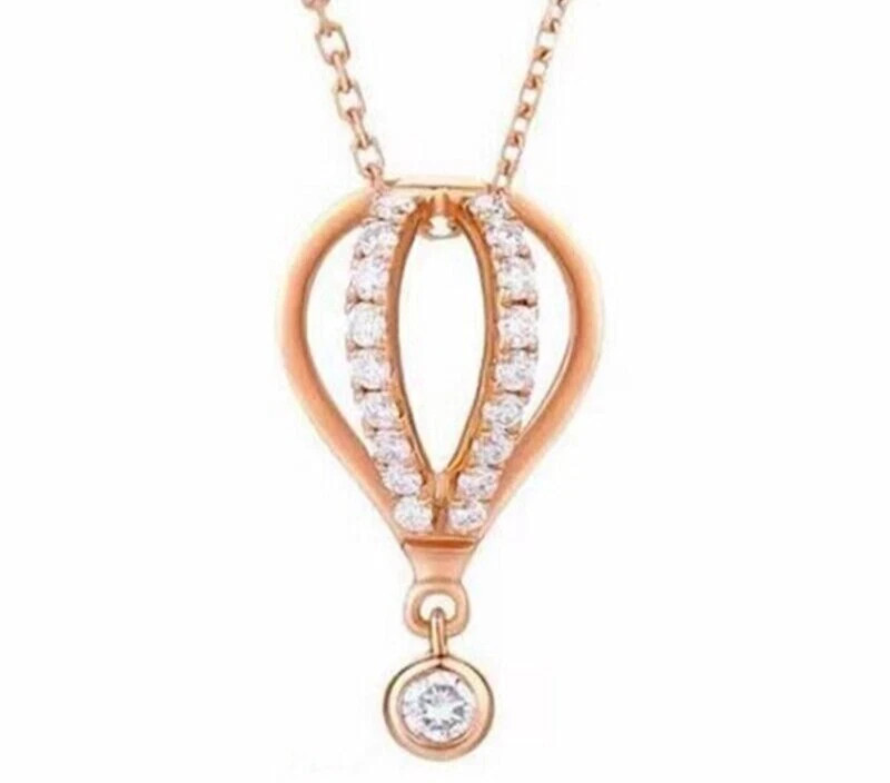1.50Ct Round Cut Diamond Crown Pendant 14K Rose Gold Plated 18″ Chain