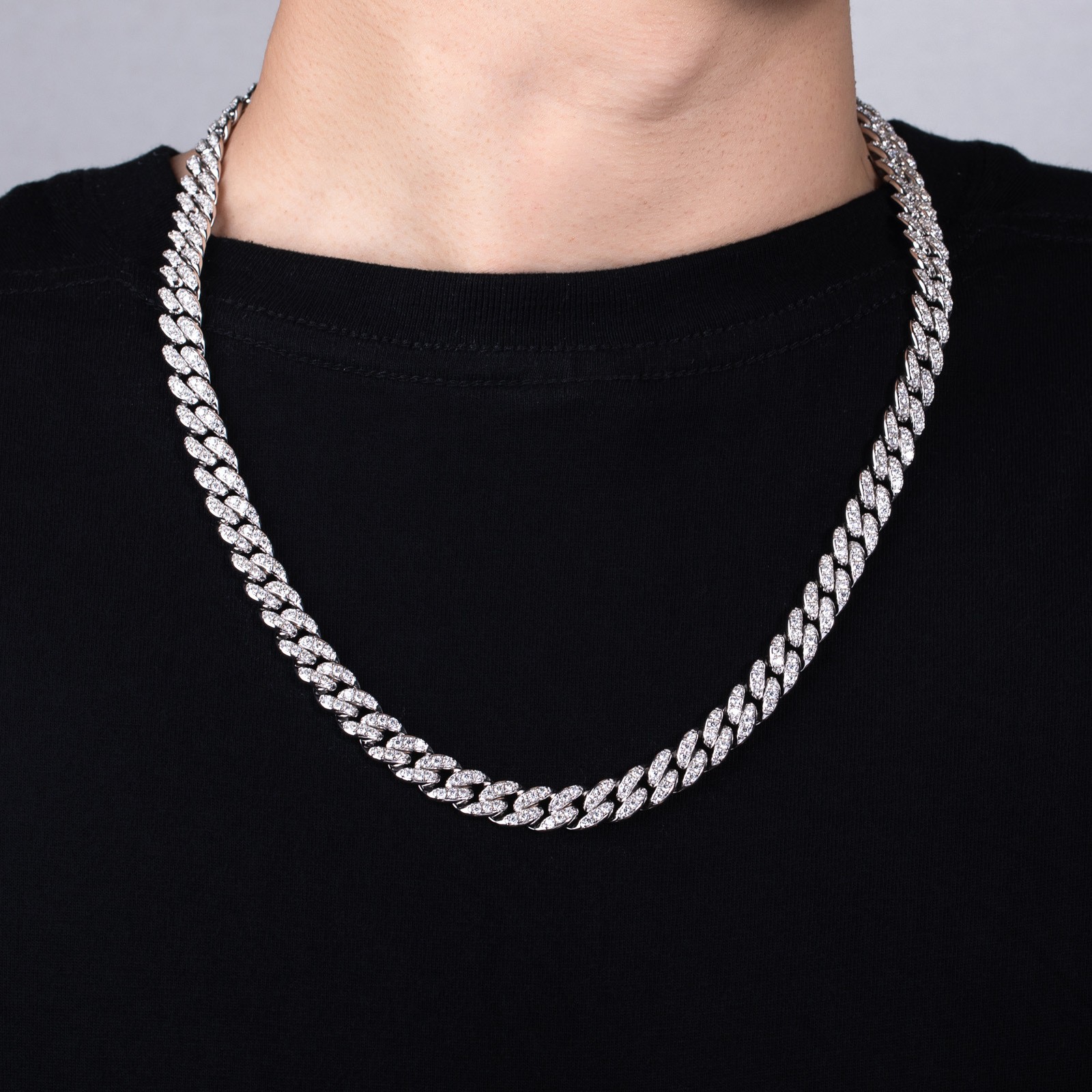 6-10mm Moissanite Miami Cuban Link Prong Chain Iced Hip Hop Necklace 925 Silver
