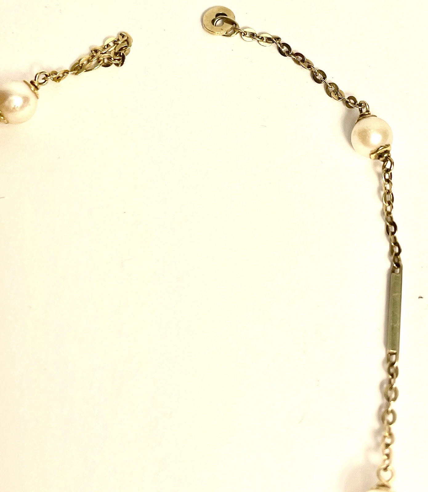 Rice Pearl Necklace Station VTG 14K Yellow Gold Designer Italy 2.25g 24″ RARE