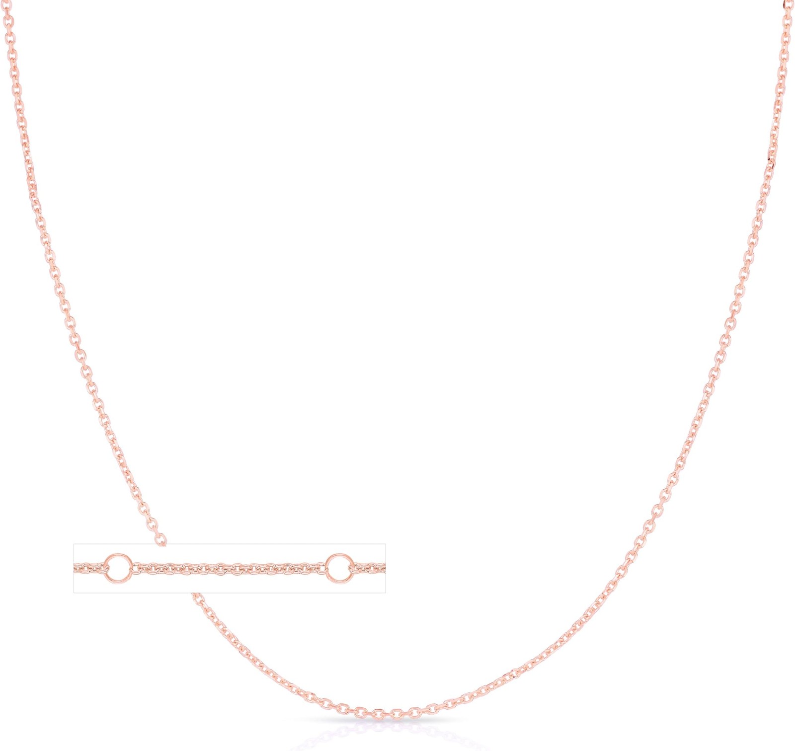 Floreo 14k Rose Gold 0.85mm, 0.97mm, or 1.2mm Double Extendable Cable Chain