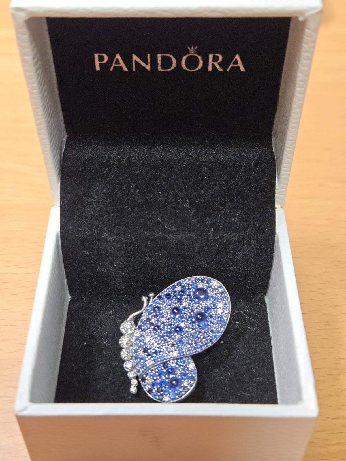 Pandora Blue Pave Butterfly Brooch Pendant S925 ALE Sterling 697996NCB