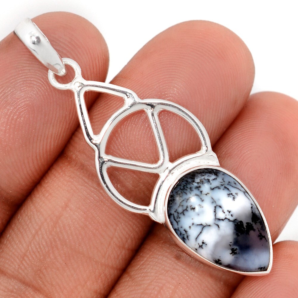 Celtic – Natural Merlinite Dendritic Opal – Turkey 925 Silver Pendant CP68400