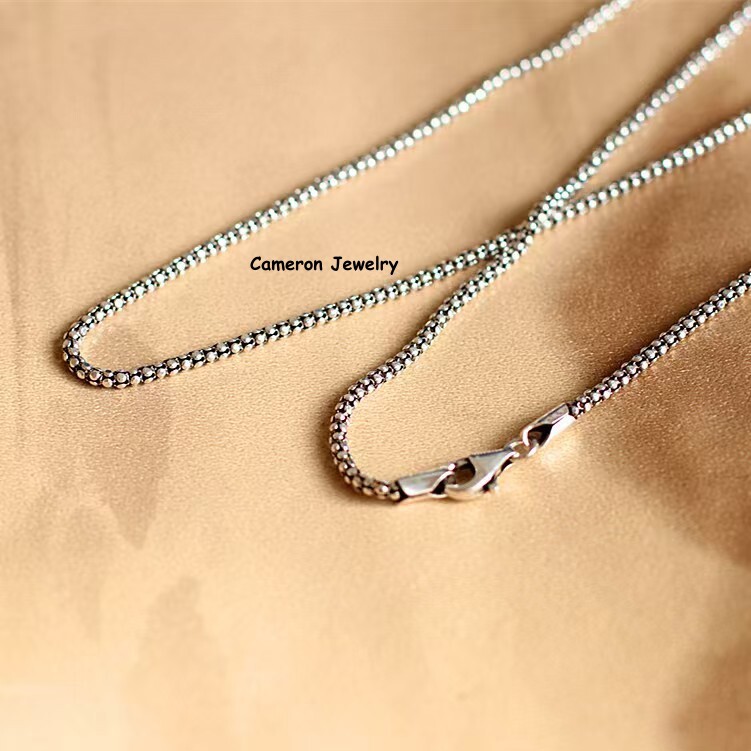 Pure 925 Sterling Silver Chain Men Women 1.5-2.5mm Popcorn Link Necklace 16-28in