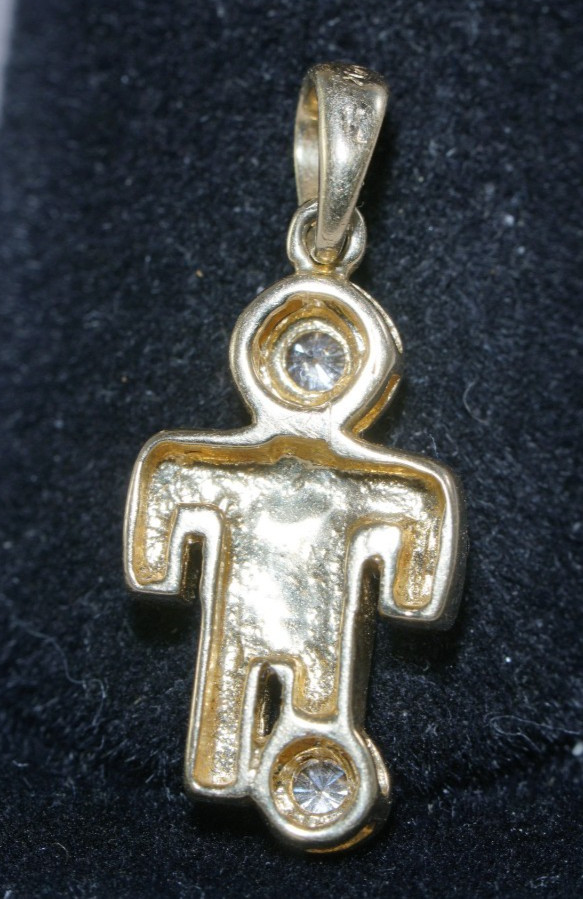 14K Yellow Gold Male Soccer Charm Pendant, with 2 NATURAL DIAMONDS 1.8 grams