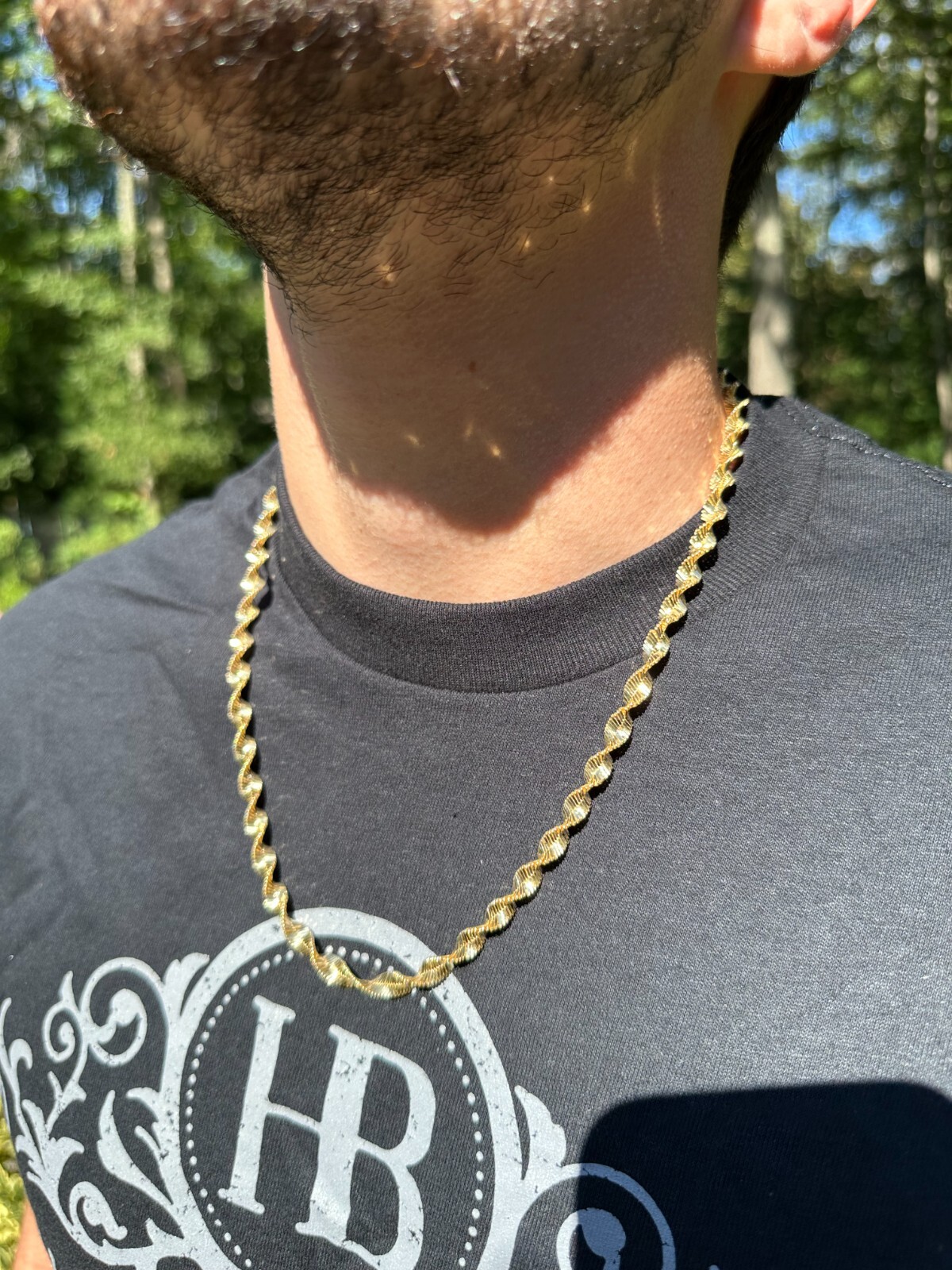Real 14k Yellow Gold Vermeil 925 Silver 6mm Loose Singapore Rope Chain Necklace