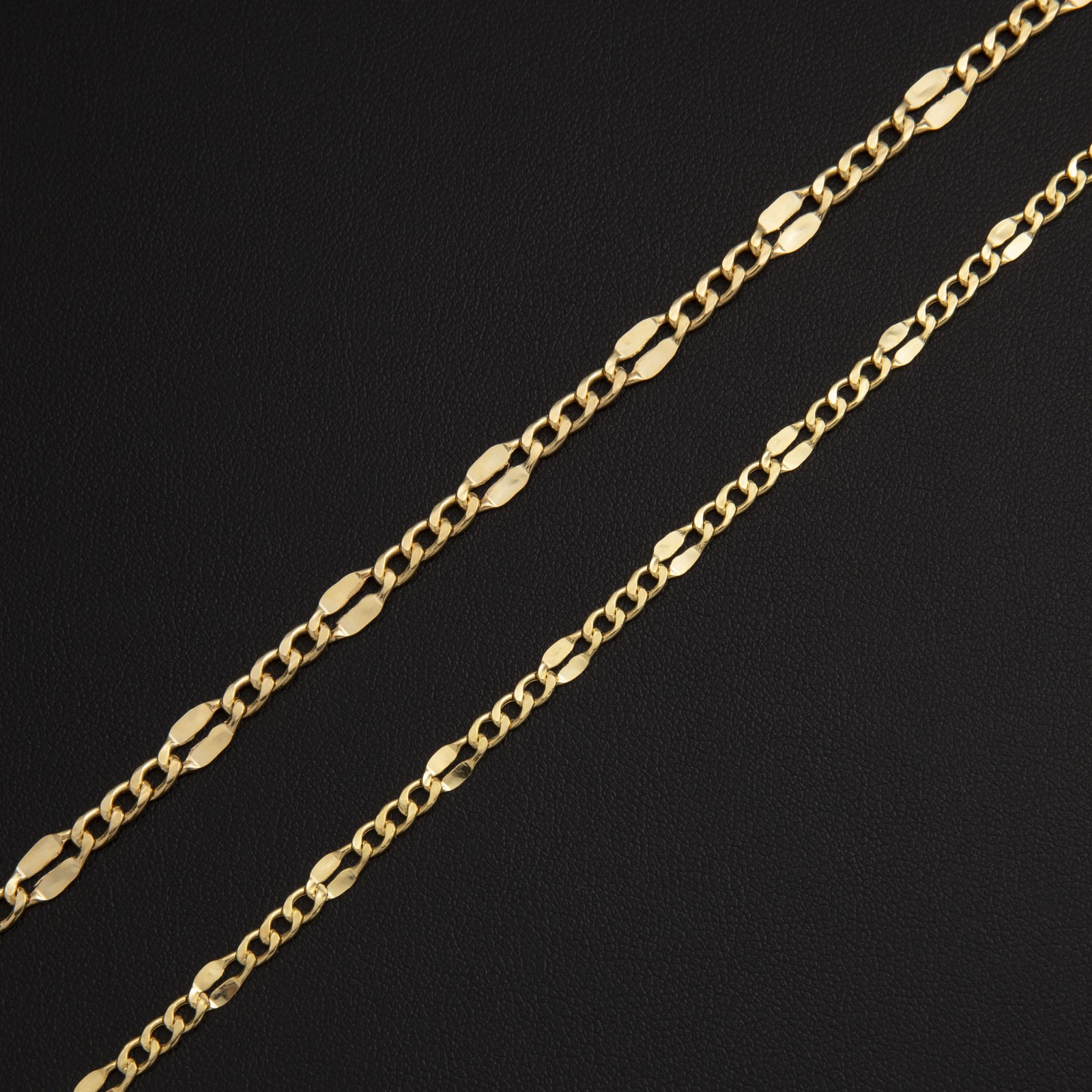 14K Yellow Gold Fancy Figaro Chain Necklace All Sizes