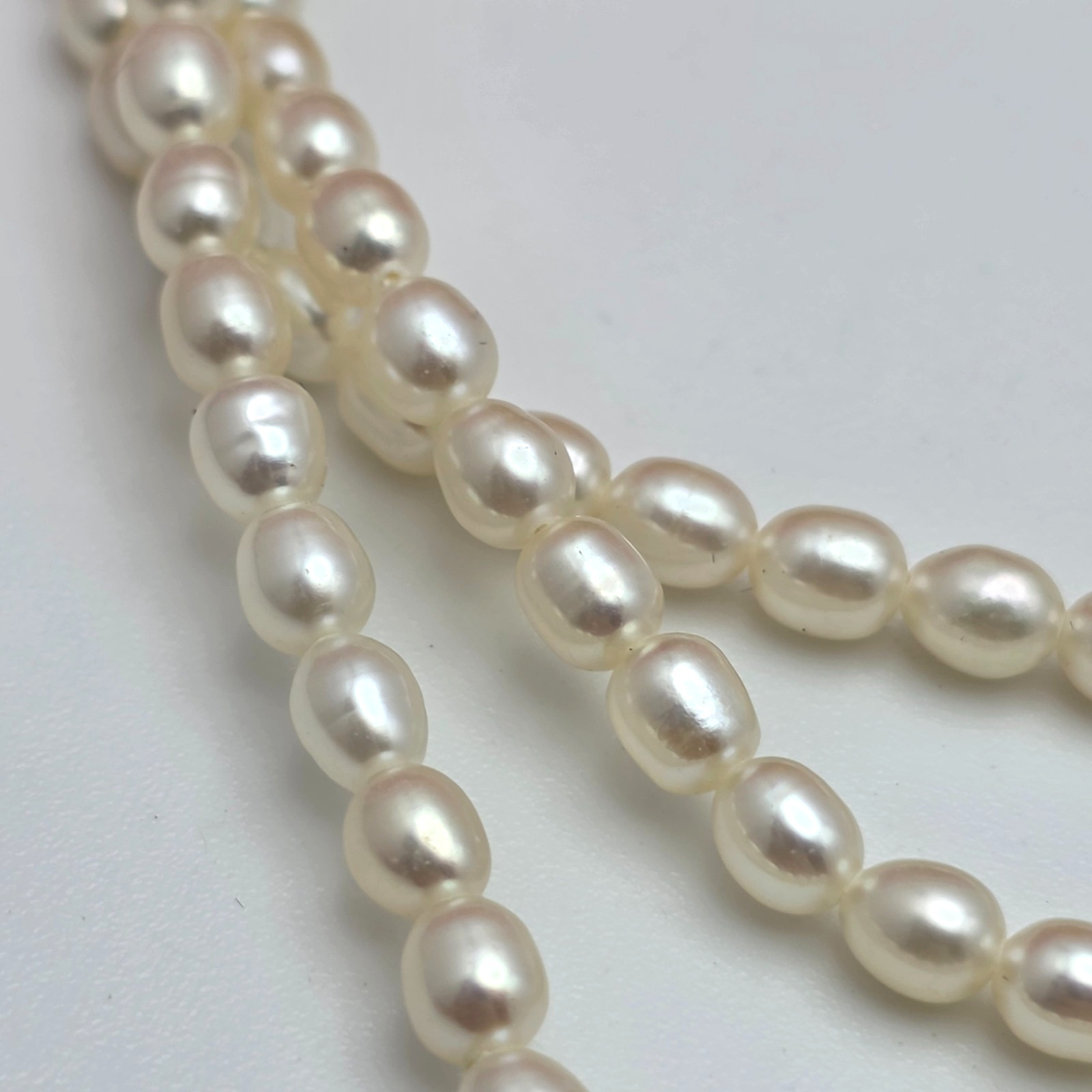 38” 4mm Freshwater Pearl Necklace Rice Oval Continuous Strand No Clasp Layered