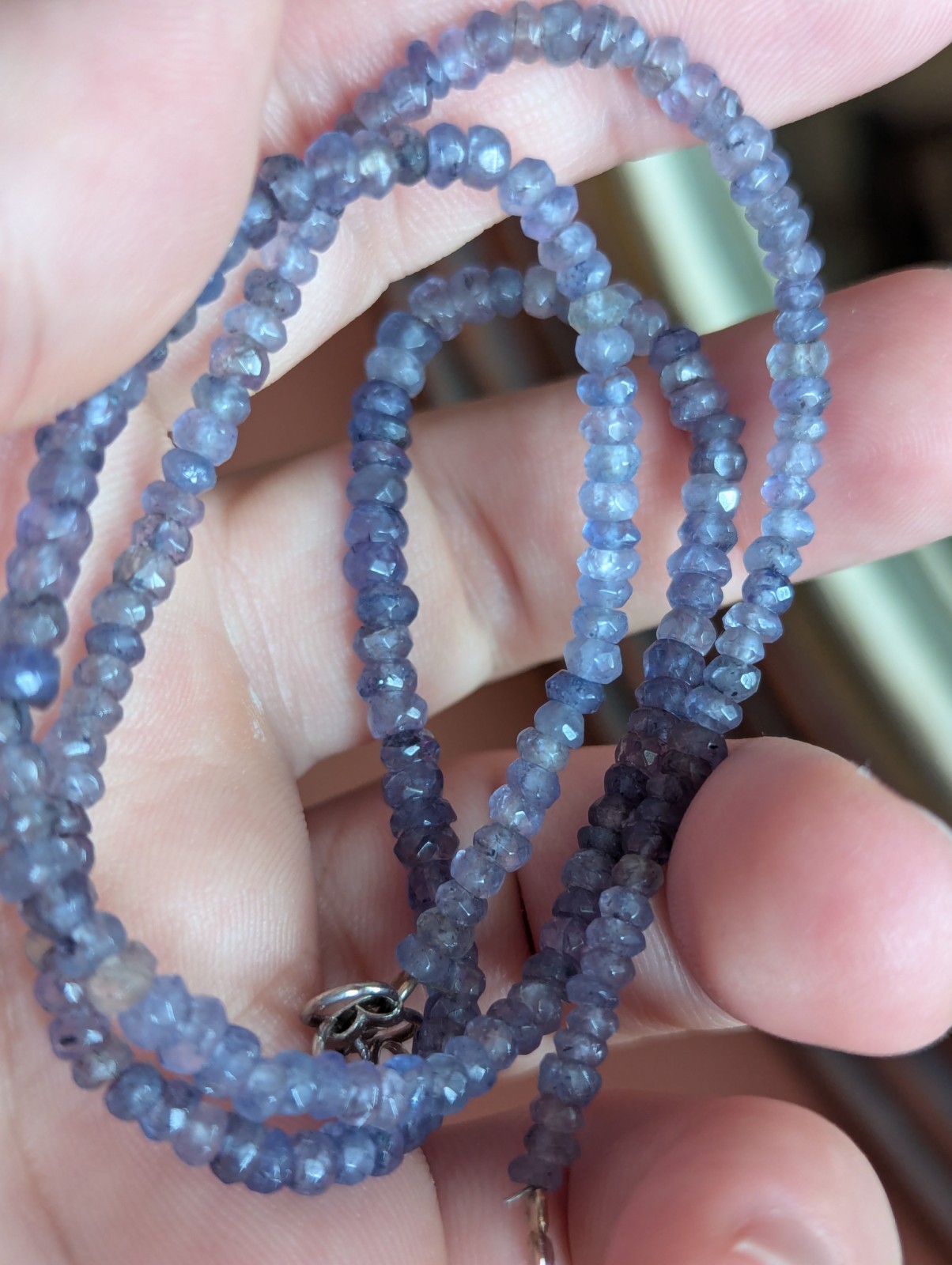 light blue Tanzanite Necklace (broken/impartial metal end) 18.26 in
