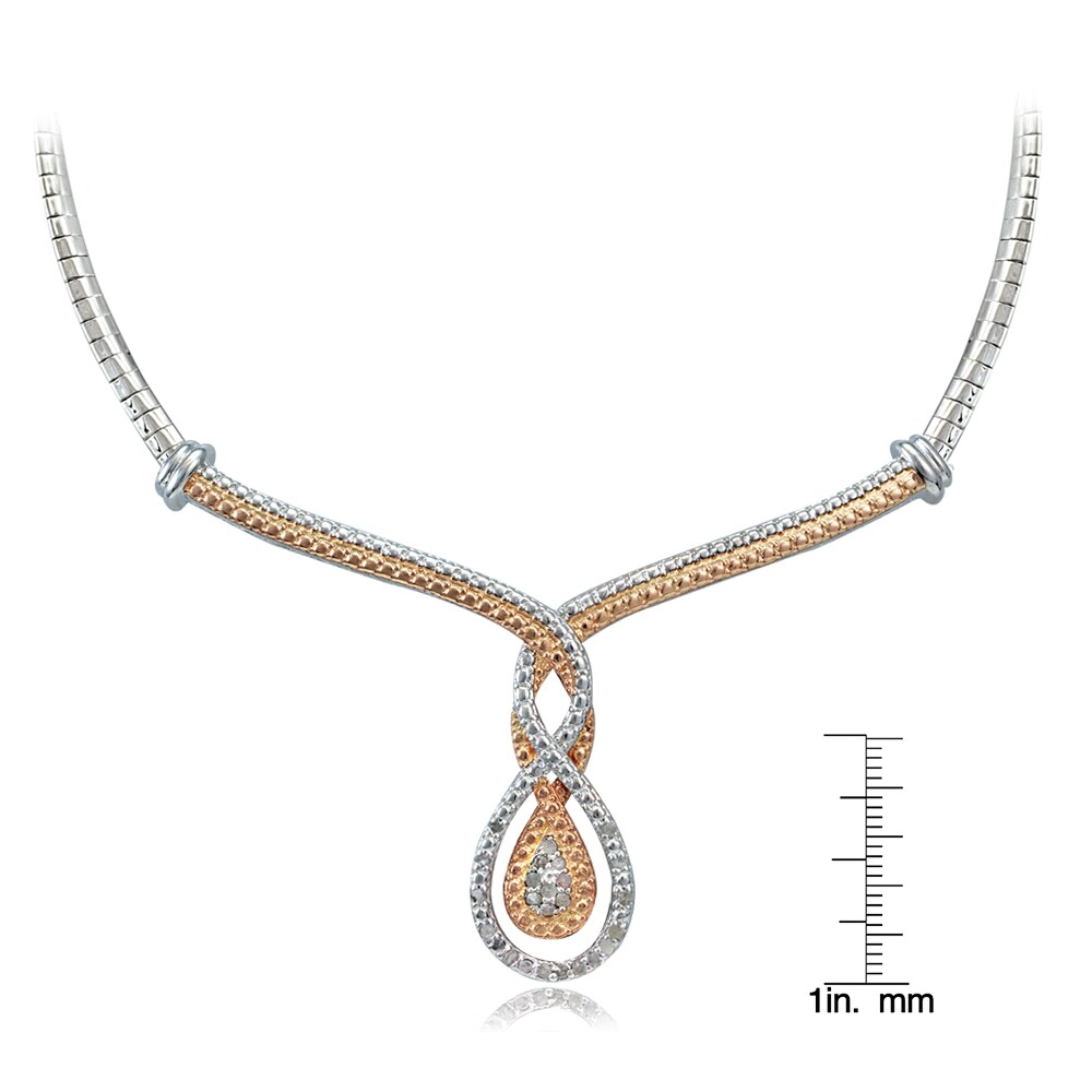 0.25ct Diamond Two-Tone Rose Gold Intertwining Infinity Frontal Omega Necklace