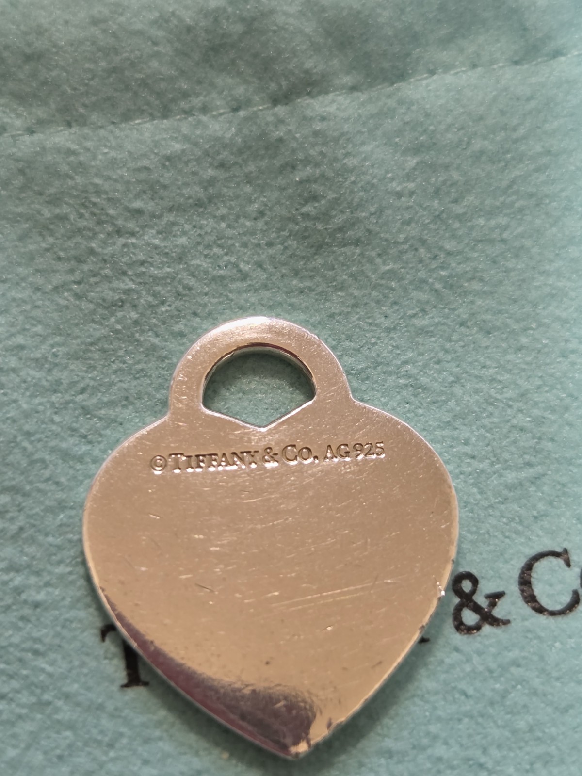 Tiffany & Co Sterling Silver Blue Enamel Please Return To NY Heart Pendant Charm