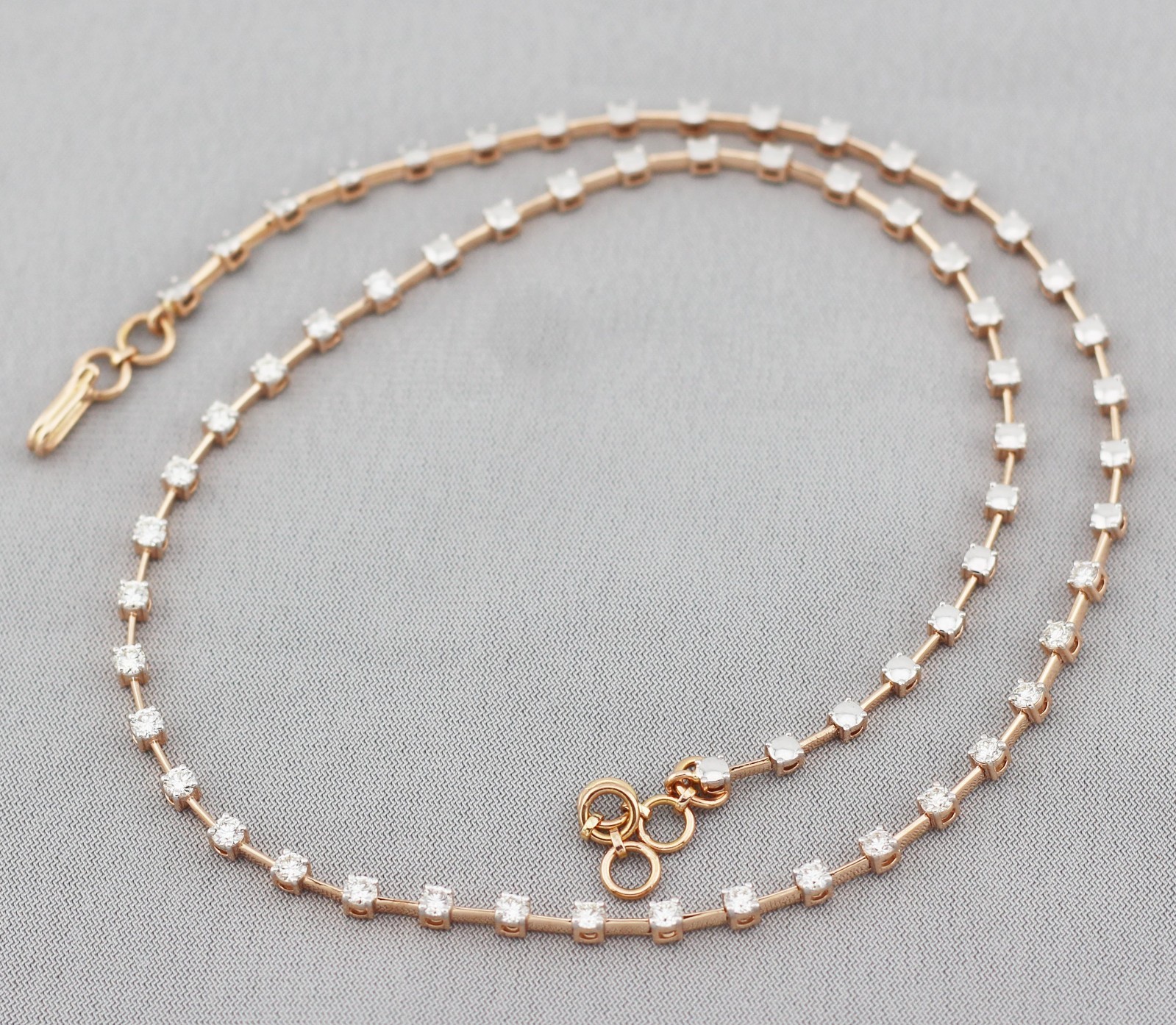 14k Rose Gold 2.25ct Diamond Tennis Necklace