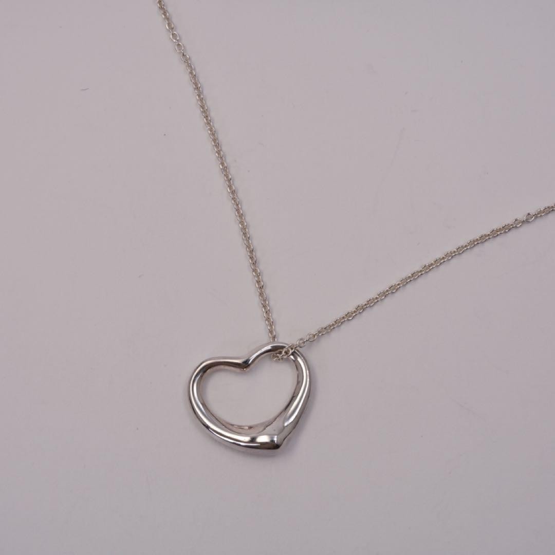 Tiffany & Co. Open Heart Necklace Silver 925 Women Used B Open Heart Design