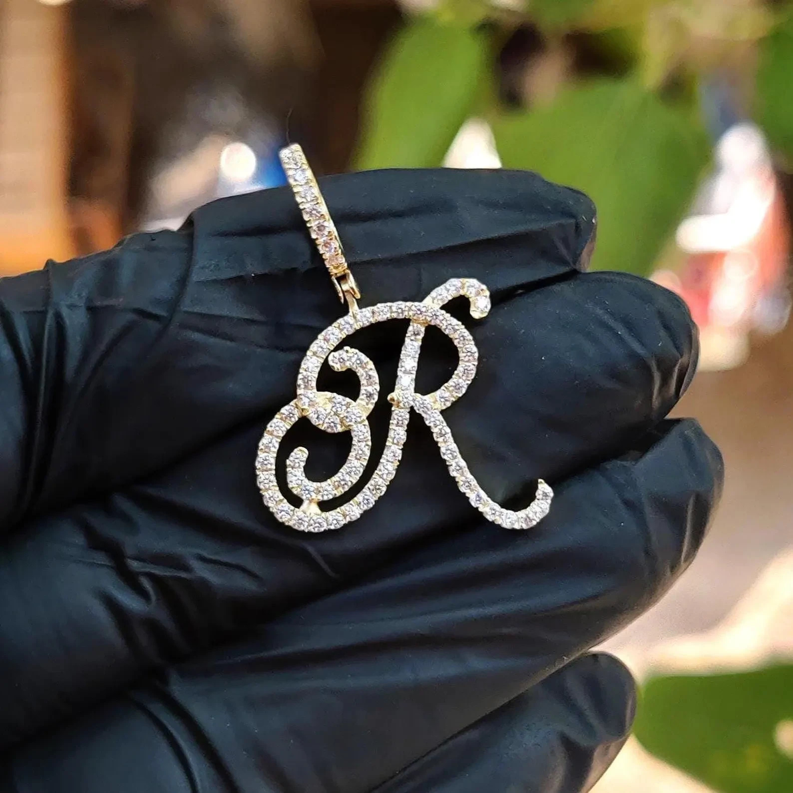 3Ct Round Lab-Created Diamond Initial “R” Letter Pendant 14K Yellow Gold Plated