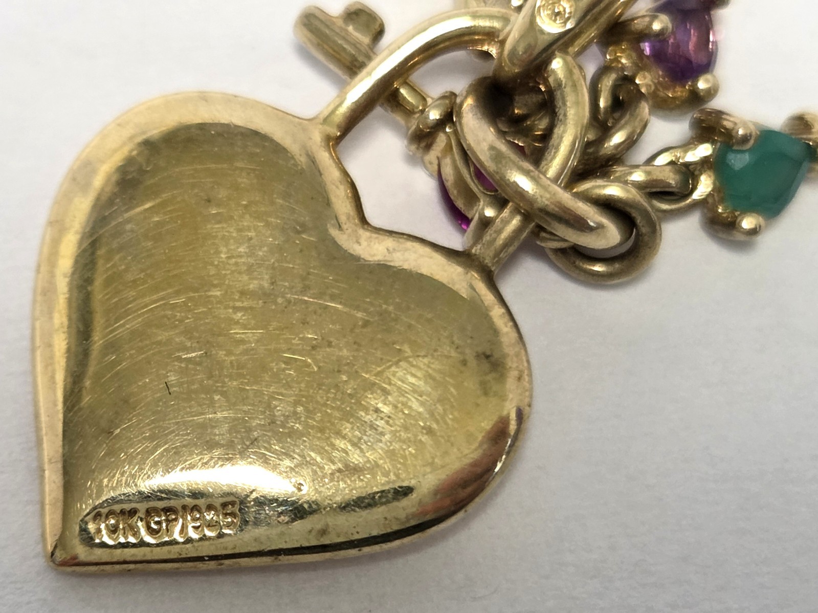 Keys To Her Heart Lock Pendant MOM Mother 10K GP over 925 Birthstones Vtg ACTM