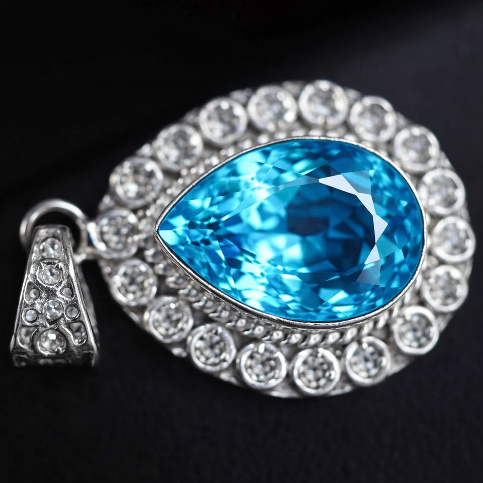 53.45 Ct Certified Natural Blue Paraiba Tourmaline 925 Silver Pendant Loose Gems