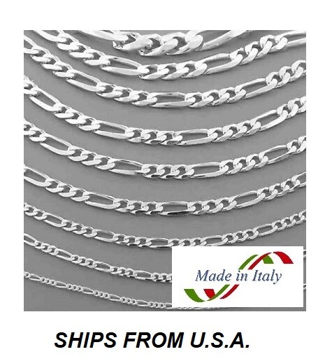 Sterling Silver Figaro Solid Chain Necklace or Bracelet 925 Italy Men Women Boys