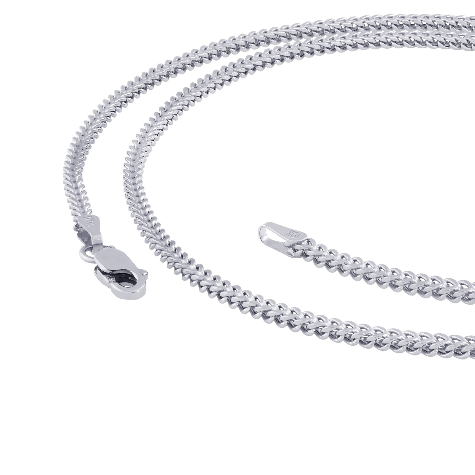 10K White Gold Womens 1.5mm Franco Square Box Foxtail Wheat Necklace Chain 16″