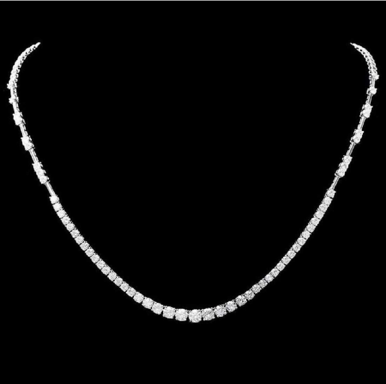 18K White Gold Diamond Tennis Necklace 5.92ctw SI1-SI2 G-H Round Natural
