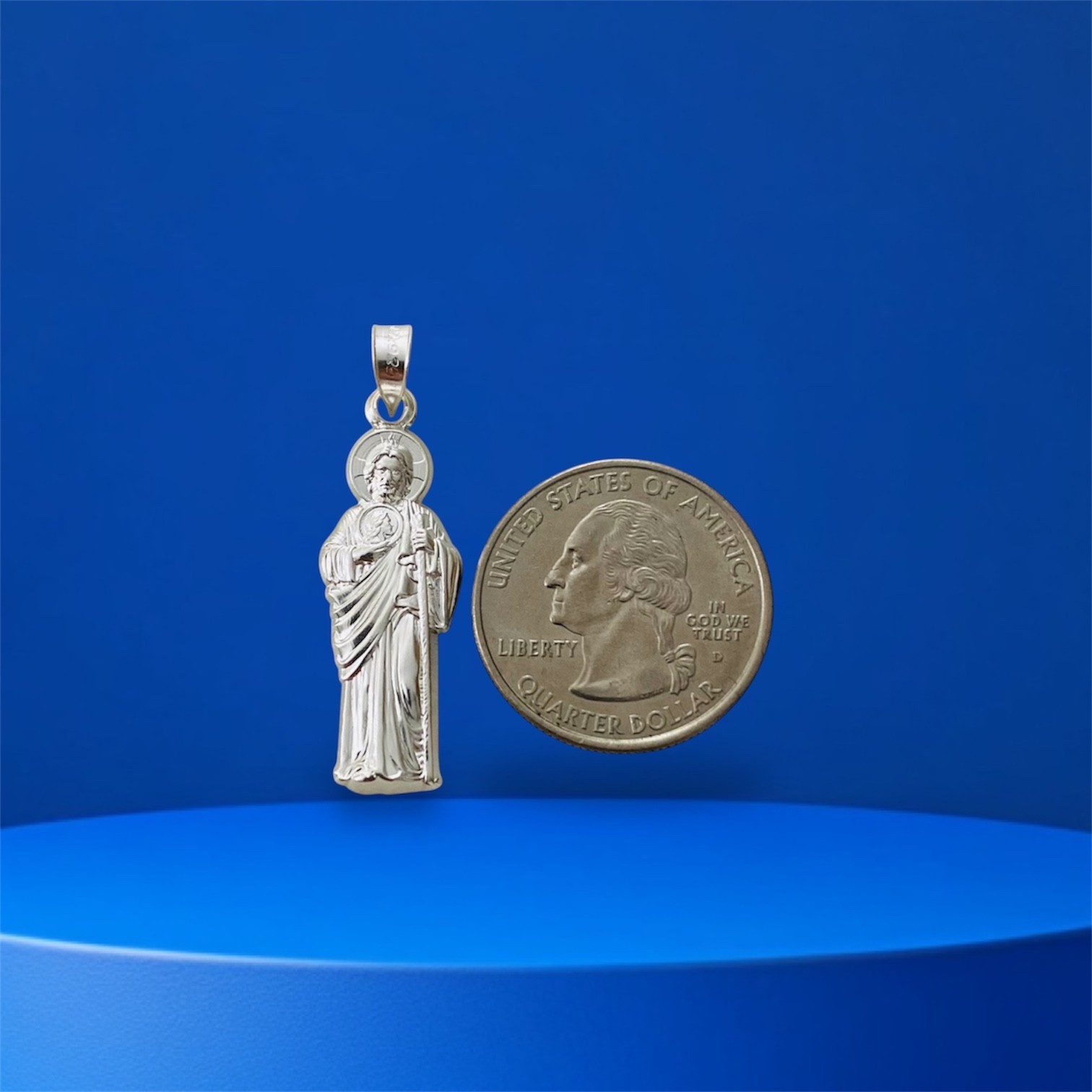 Real 925 Sterling Silver Saint Jude Pendant 1.5″ San Judas Charm – SN6