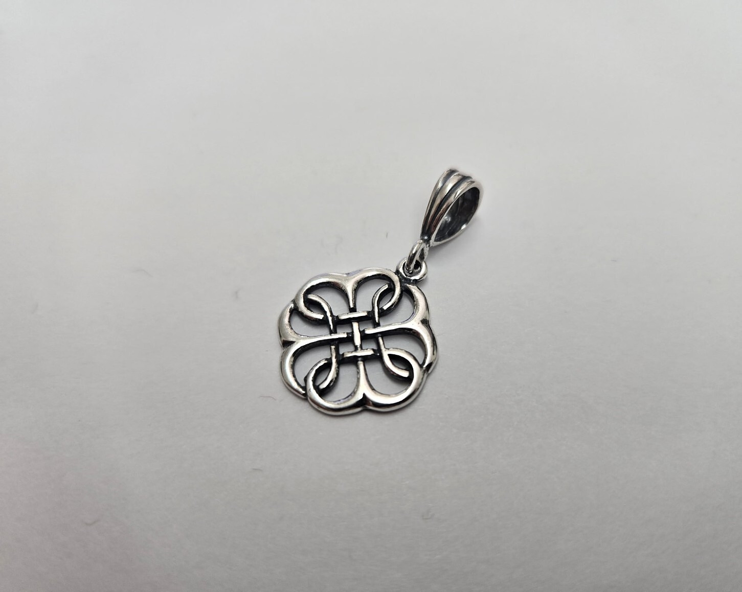 925 Sterling Silver Large Celtic Shield Knot Pendant 3/4 (19mm) Inch Tall