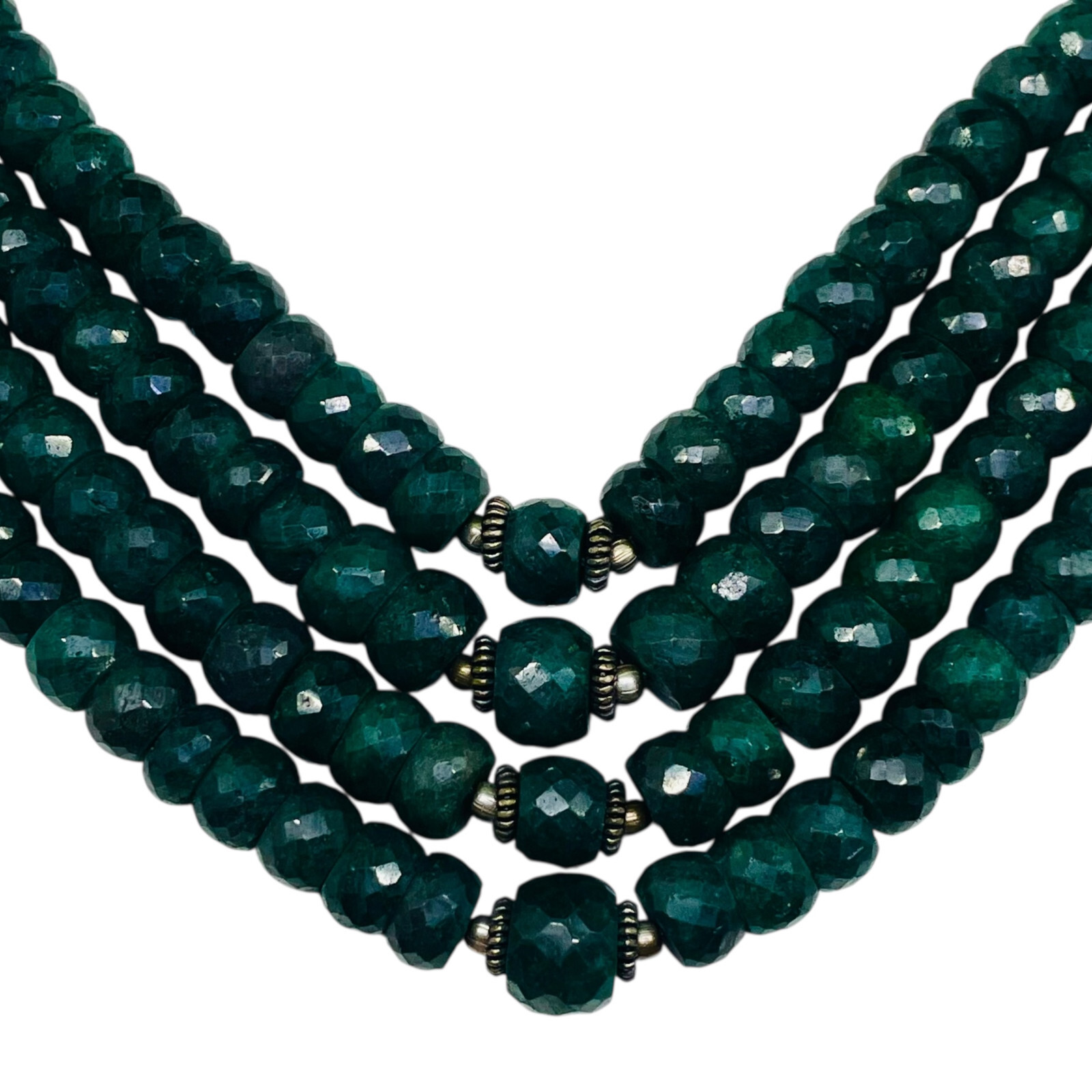 7.5 Inch Natural Green Sapphire Bracelet 9-12mm Big Facetted Beads 925 Clasp