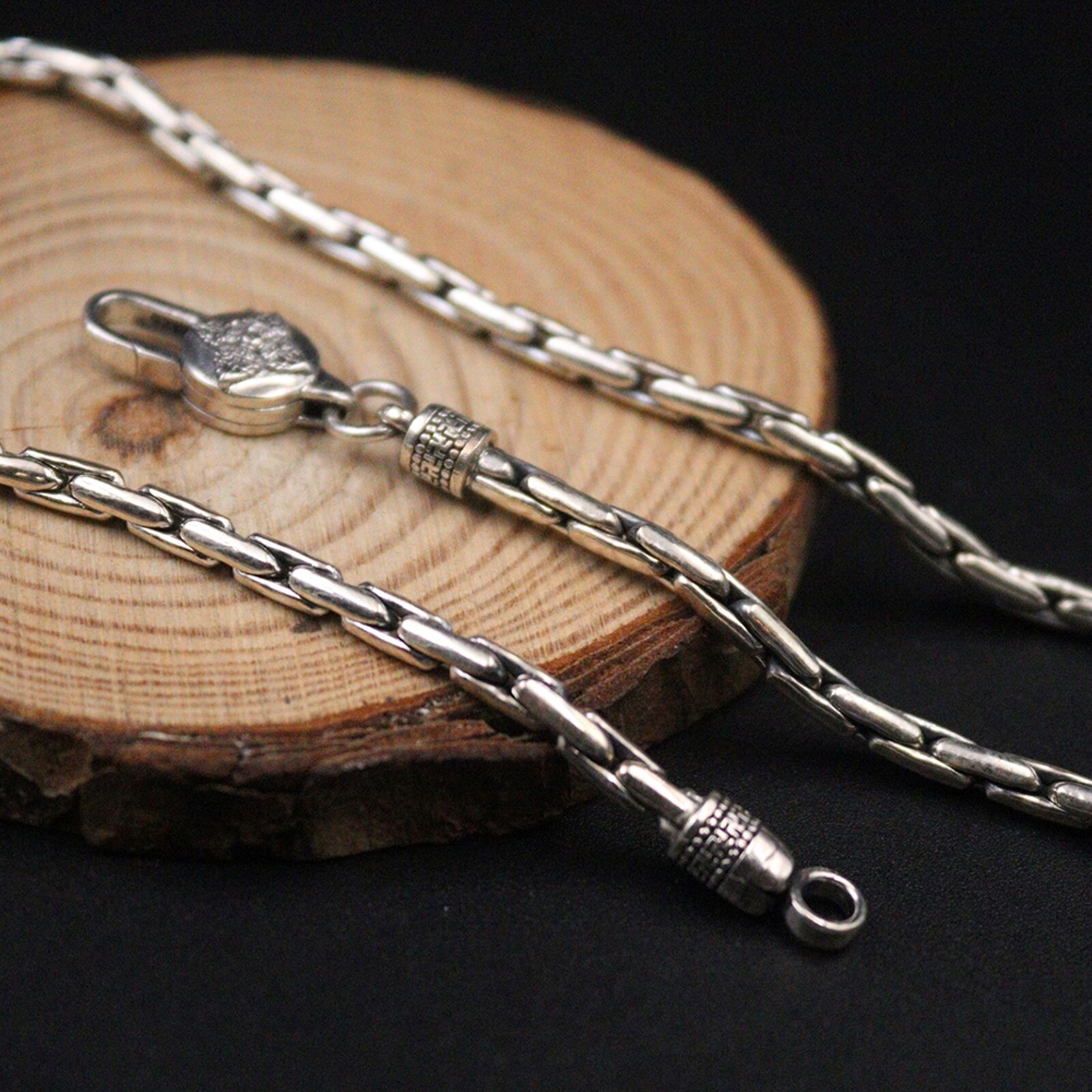 Sterling 925 Silver Necklace For Men 3mm Male’s Vintage Wheat Chain 18-26inch