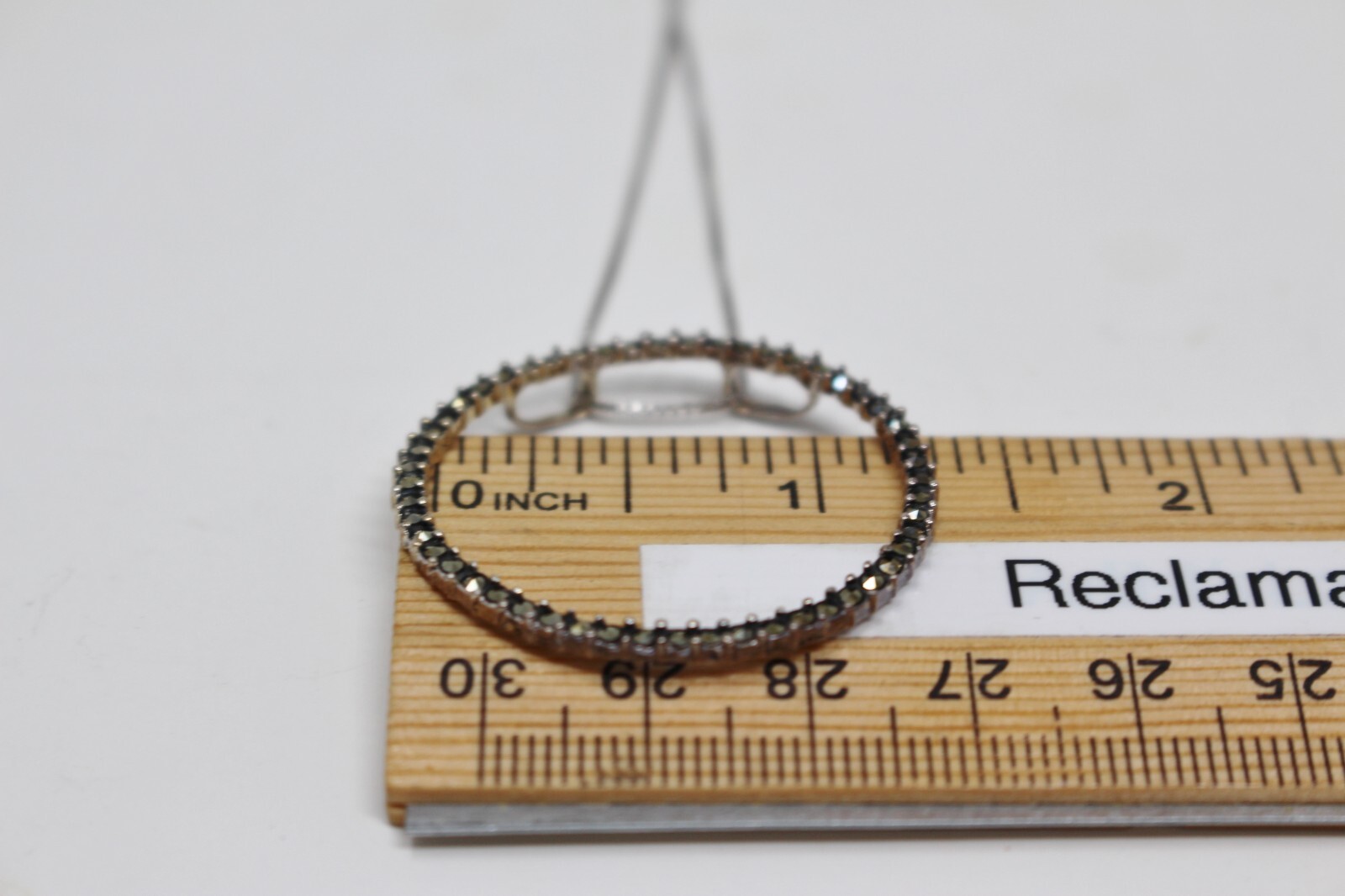 925 Sterling Silver Marcasite Open Circle NECKLACE Chain 18″ Signed K
