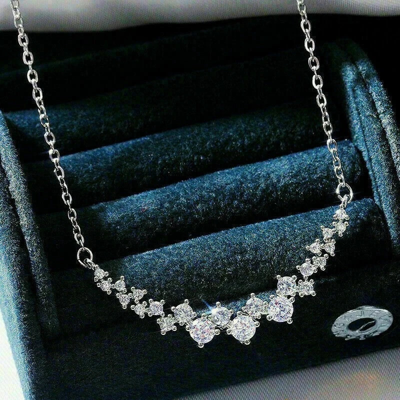 2Ct Round Lab Created Diamond Women’s Beautiful Necklace 14K White Gold Plated