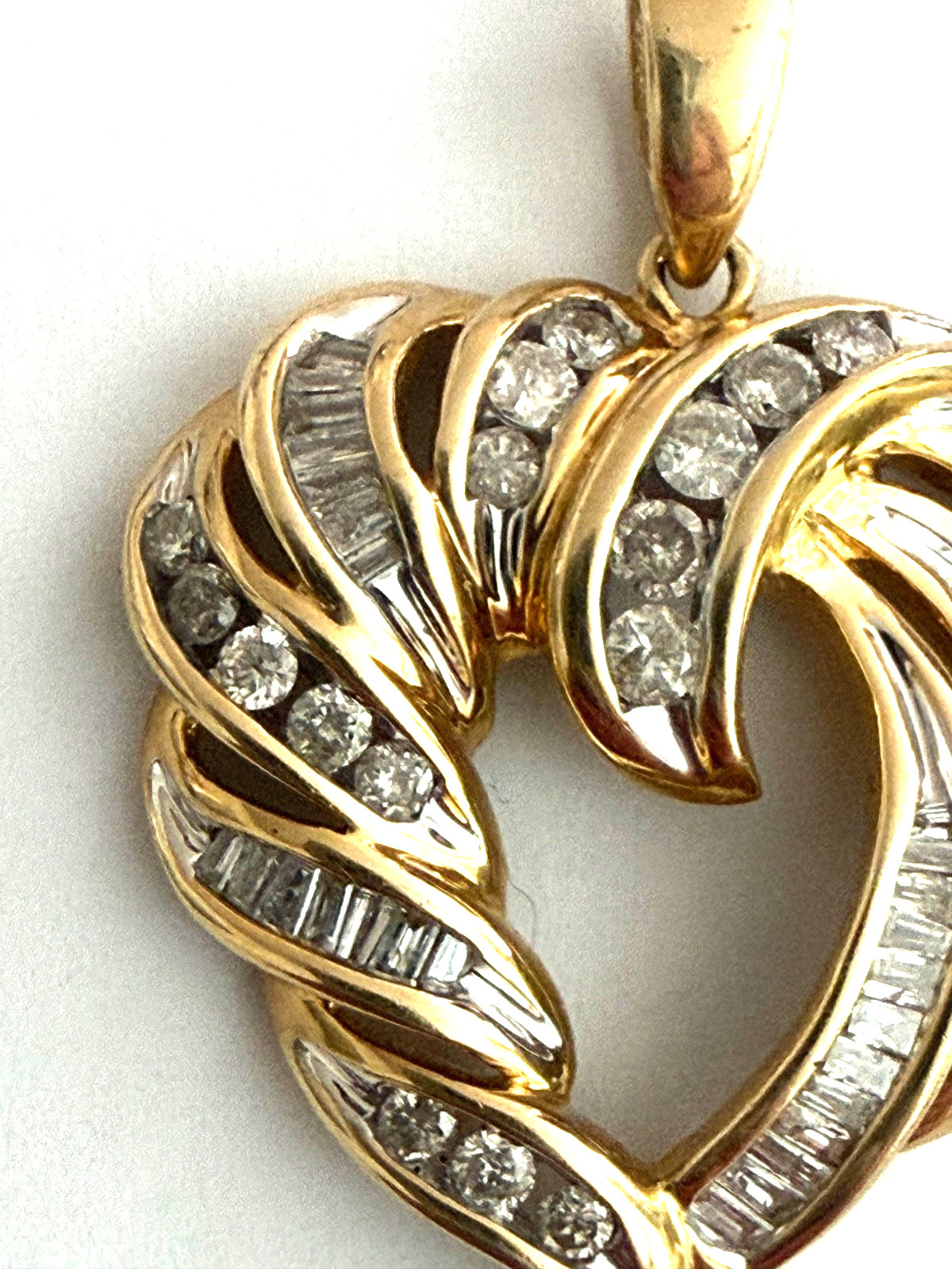 14k Yellow White Gold Diamonds Heart Pendant