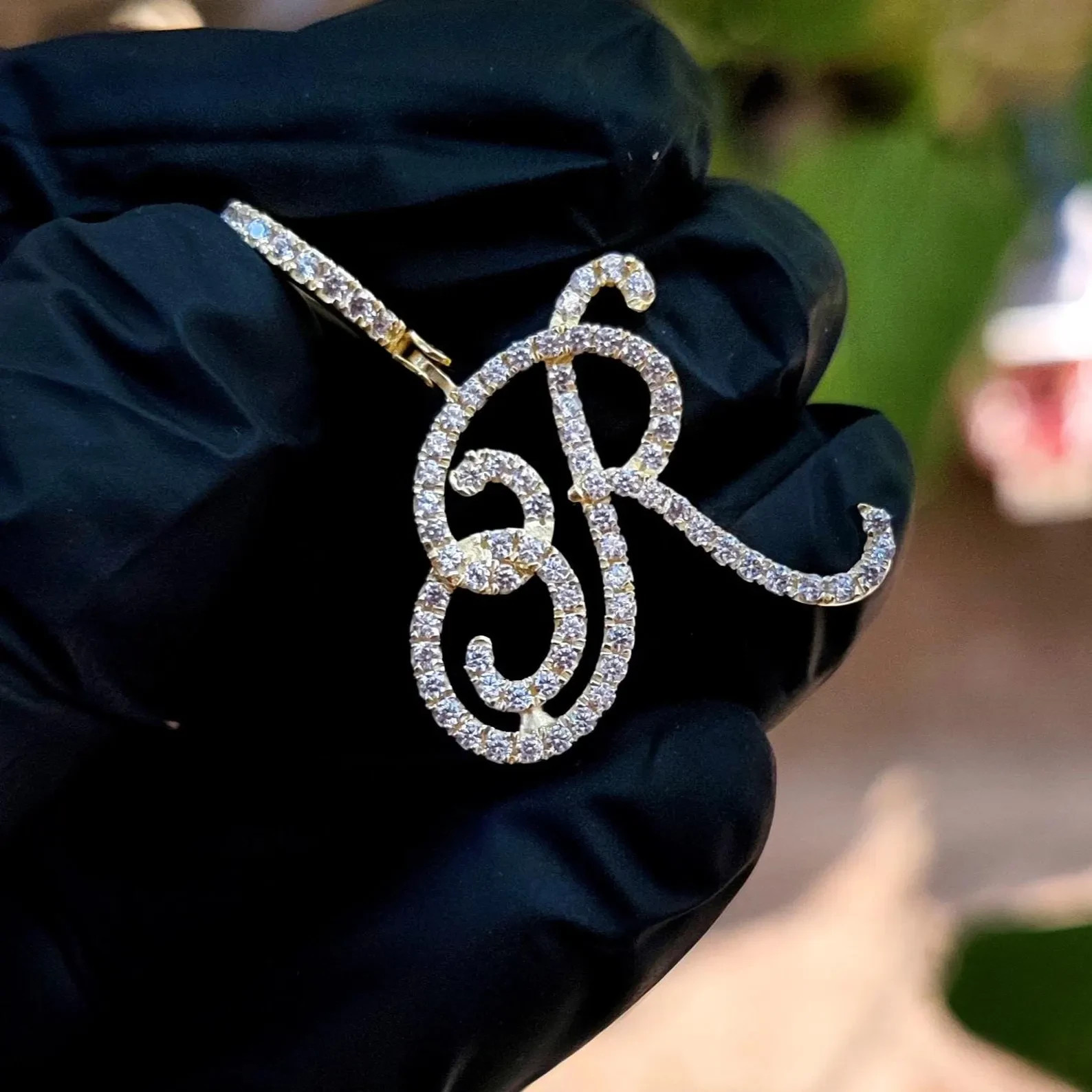 3Ct Round Lab-Created Diamond Initial “R” Letter Pendant 14K Yellow Gold Plated