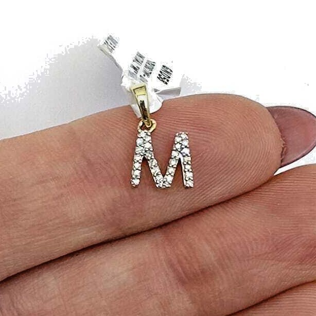 .03CTW Real Diamond 10K Yellow Gold Initial Letter Pendant