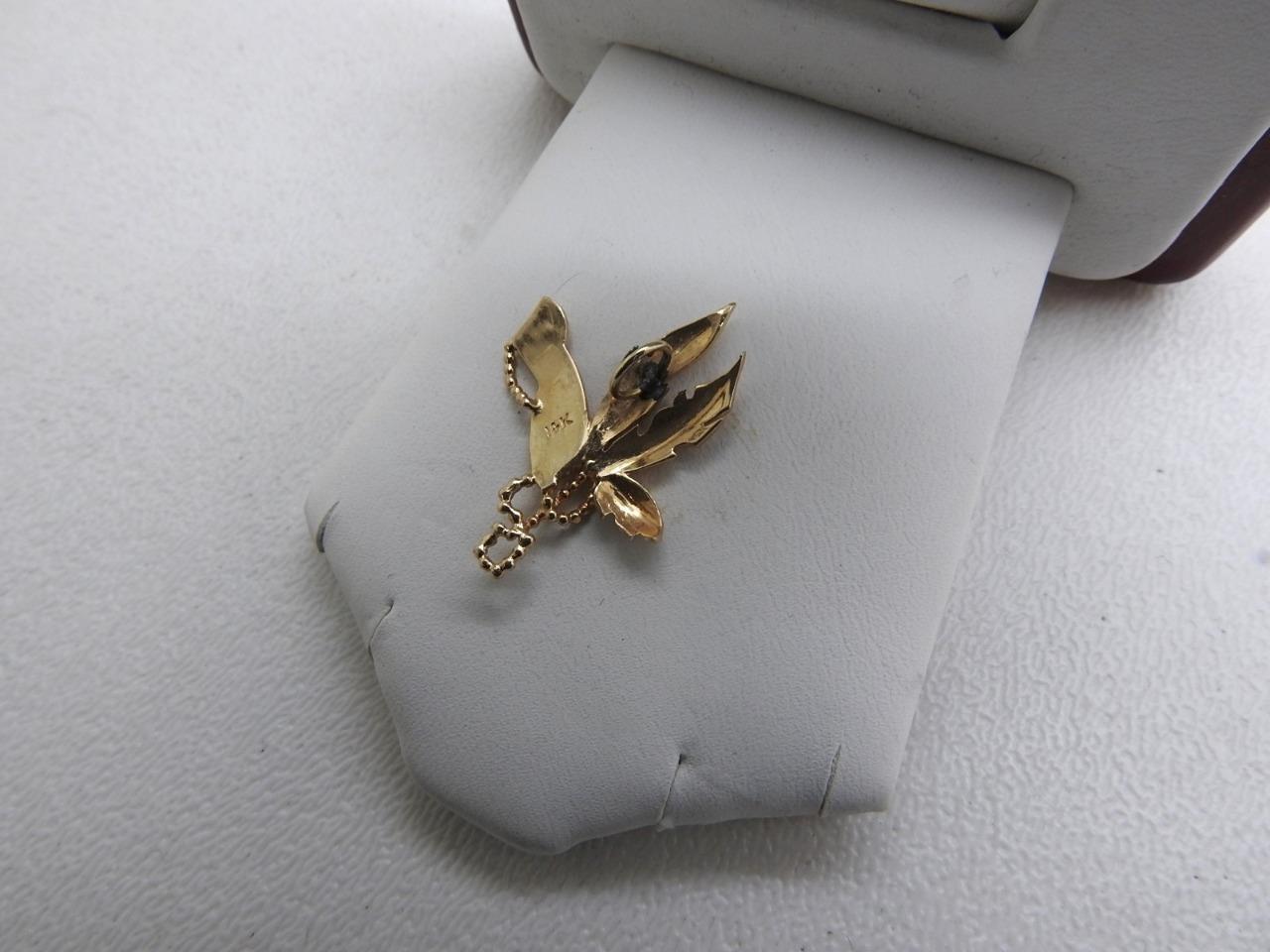 14K Yellow Gold Leaf style Unique Pendant 2 Grams 1 1/8″ Inch