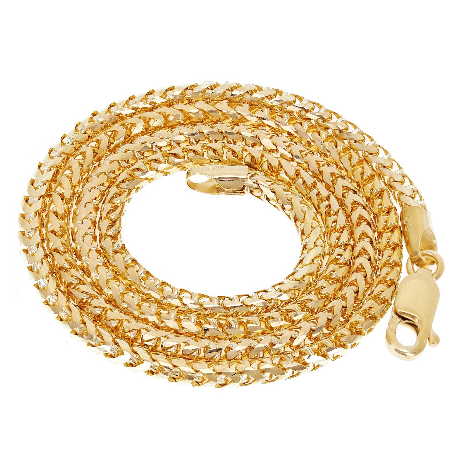 Italian 14k Yellow Gold Solid Diamond Cut Franco Chain Necklace 3.5mm 24″ 34.8g