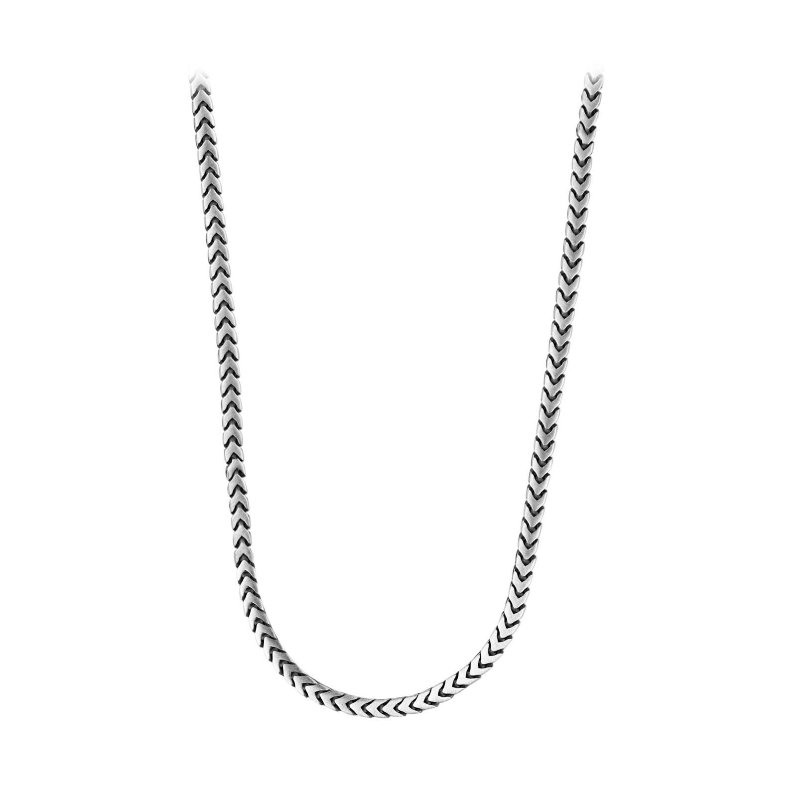 Men 925 Silver Franco Chain Necklace, Men Perfect Foxtail Chain