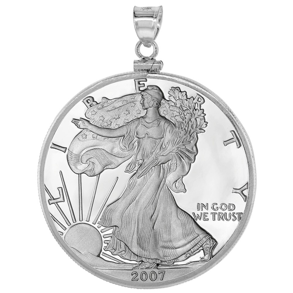 925 Sterling Silver 1 oz Silver Eagle Coin Bezel 40.7mm Screw Top Coin Edge