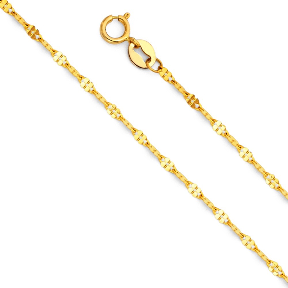 14K Solid Gold 1.7mm Mirror Chain – 14k Solid Gold 16″ to 20″ Necklace – CH247