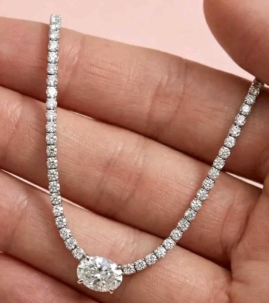 925 Silver, Gorgeous White Diamond Tennis Necklace, 3mm Certified Treated